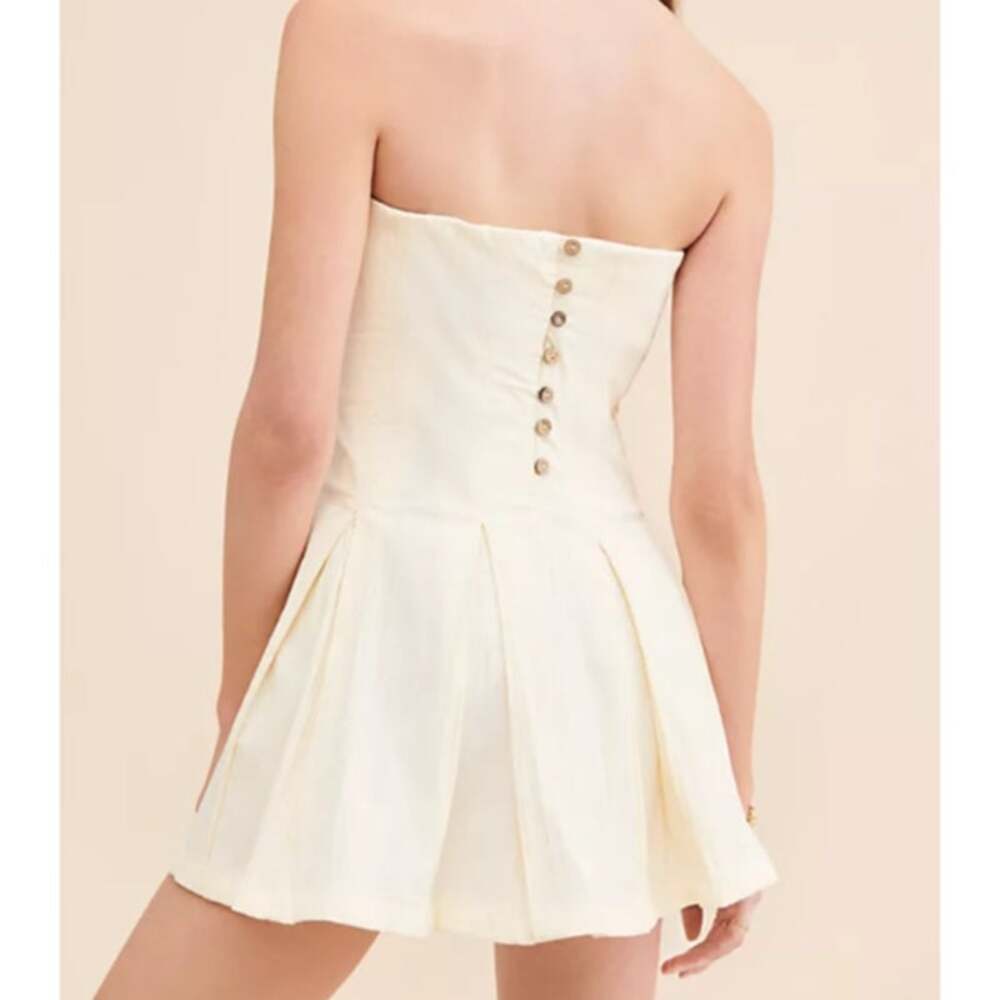 FREE PEOPLE Made Me Smile Mini Dress Strapless Fall Clouds Off White Women's S